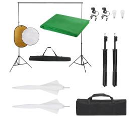 Set studio foto cu lampă, fundal și reflector