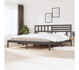 Cadru de pat, gri, 200 x 200 cm, lemn masiv de pin