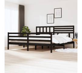Cadru de pat, negru, 200x200 cm, lemn masiv