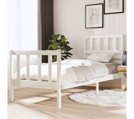 Cadru de pat small single 2ft6, alb, 75x190 cm, lemn masiv