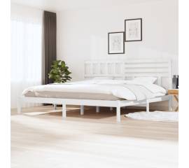 Cadru de pat super king 6ft, alb, 180x200 cm, lemn masiv de pin