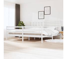 Cadru de pat super king 6ft, alb, 180x200 cm, lemn masiv