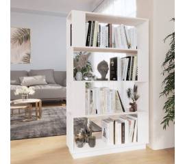 Bibliotecă/separator cameră, alb, 80x25x132 cm lemn masiv pin