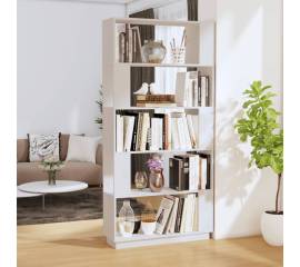 Bibliotecă/separator cameră, alb, 80x25x132 cm lemn masiv pin