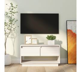 Comodă tv, alb, 74x34x40 cm, lemn masiv de pin