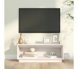 Comodă tv, alb, 90x35x35 cm, lemn masiv de pin