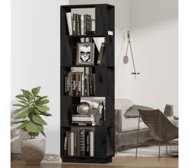 Bibliotecă/separator cameră negru 51x25x163,5 cm lemn masiv pin
