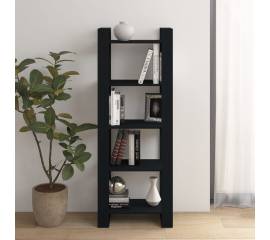 Bibliotecă/separator cameră, negru, 60x35x160 cm, lemn masiv