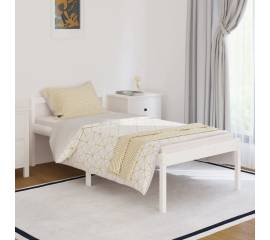 Cadru de pat single 3ft, alb, 90x190 cm, lemn masiv de pin