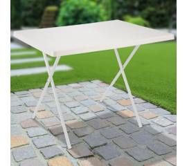 Hi masă de camping pliabilă și reglabilă, alb, 80x60x51/61 cm