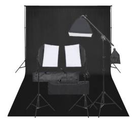 Kit studio foto cu set de lumini și fundal