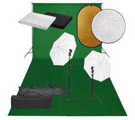 Set studio foto cu lumină, fundal și reflector