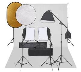 Set studio foto cu lumină, fundal și reflector