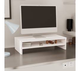 Stand pentru monitor, alb, 50x24x13 cm, lemn masiv de pin
