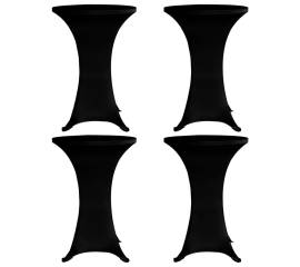 Husă de masă cu picior, 4 buc., negru, Ø80 cm, elastic