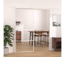 Ușă glisantă, alb, 90x205 cm, sticlă esg și aluminiu