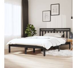 Cadru de pat, gri, 140x190 cm, lemn masiv de pin