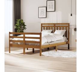 Cadru de pat small double 4ft,maro miere,120x190 cm, lemn masiv