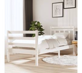 Cadru de pat small single 2ft6, alb, 75x190 cm, lemn masiv