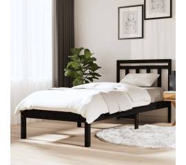 Cadru de pat small single uk 2ft6, negru, 75x190 cm, lemn masiv