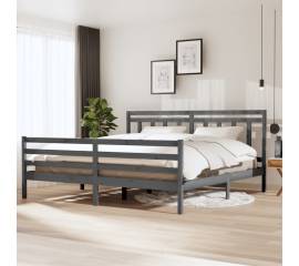 Cadru de pat, gri , 200x200 cm, lemn masiv