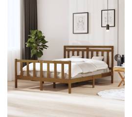 Cadru pat 5ft king size, maro miere, 150x200 cm, lemn masiv