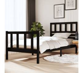 Cadru de pat single 3ft, negru, 90x190 cm, lemn masiv