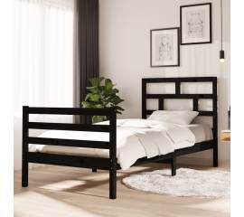 Cadru de pat ,negru, 90x200 cm, lemn masiv de pin