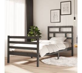 Cadru de pat,gri, 90x200 cm, lemn masiv de pin