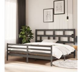 Cadru de pat, gri , 200x200 cm, lemn masiv de pin