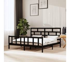 Cadru de pat, negru, 200x200 cm, lemn masiv de pin