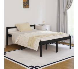Cadru de pat dublu 4ft6,negru, 135x190 cm, lemn masiv de pin
