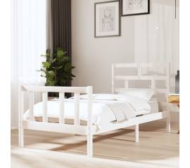 Cadru de pat single 3ft,alb, 90x190 cm, lemn masiv de pin