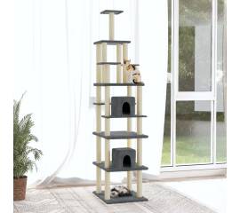 Ansamblu pisici cu stâlpi din funie de sisal gri închis 216 cm