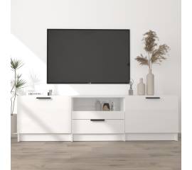 Comodă tv, alb extralucios, 140x35x40 cm, lemn prelucrat