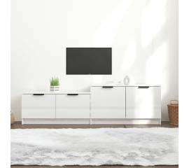 Comodă tv, alb extralucios, 158,5x36x45 cm, lemn prelucrat