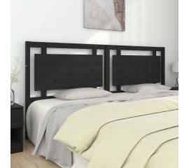Tăblie de pat, negru, 205,5x4x100 cm, lemn masiv de pin