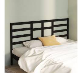Tăblie de pat, negru, 206x4x104 cm, lemn masiv de pin
