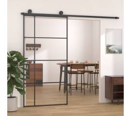 Ușă glisantă, negru, 102,5x205 cm, sticlă esg și aluminiu