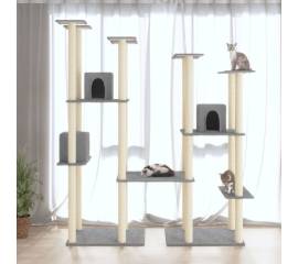 Ansamblu pisici, stâlpi din funie sisal, gri deschis, 174 cm