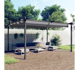Pavilion de grădină, acoperiș retractabil, antracit, 4x3 m