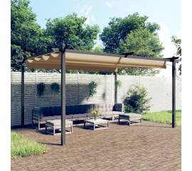 Pavilion de grădină, acoperiș retractabil, gri taupe, 4x3 m
