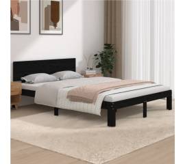 Cadru de pat king size 5ft, negru, 150x200 cm, lemn masiv