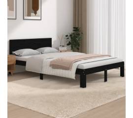 Cadru de pat mic dublu 4ft, negru, 120x190 cm, lemn masiv