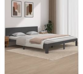 Cadru de pat super king 6ft, 180x200 cm, gri, lemn masiv pin