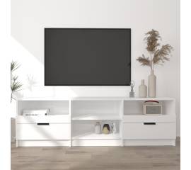 Comodă tv, alb extralucios, 150x33,5x45 cm, lemn prelucrat