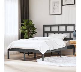 Cadru pat 5ft king size, gri, 150x200 cm, lemn masiv