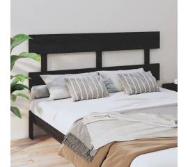 Tăblie de pat, negru, 164x3x81 cm, lemn masiv de pin