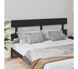 Tăblie de pat, negru, 184x3x81 cm, lemn masiv de pin