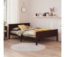 Cadru de pat, maro închis, 140x200 cm, lemn masiv de pin